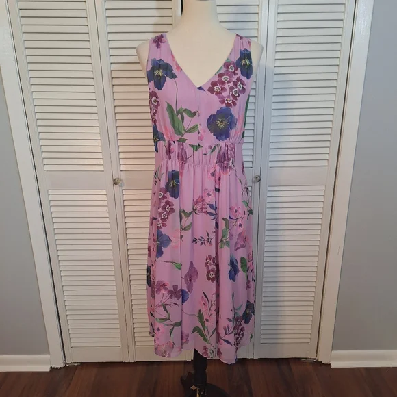 Talbots Georgette Botanical Floral Dress Sz 8P NWT *V - Picture 4 of 9